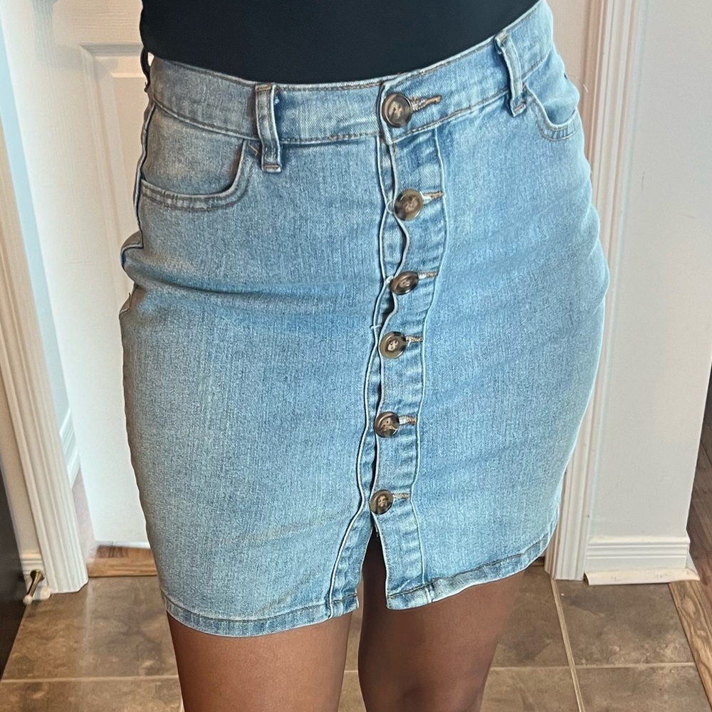 Revamped Blue Denim Skirt